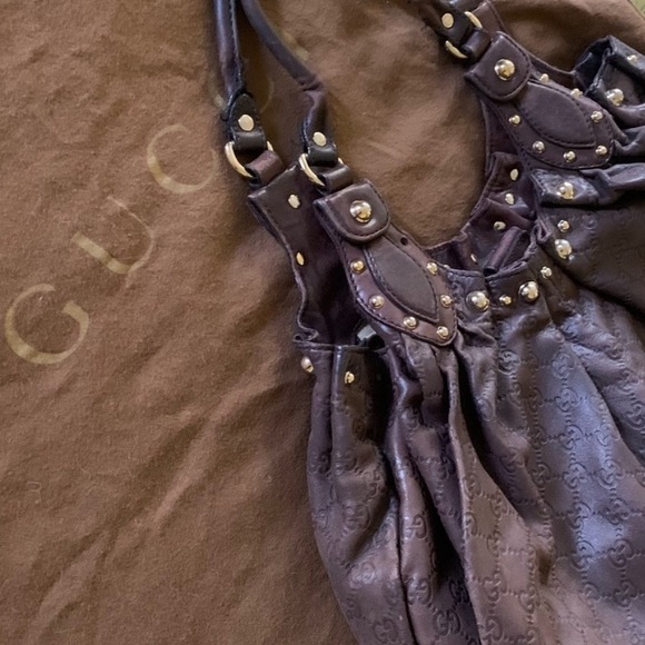 Gucci vintage leather bag brown large with dusting bag - Picture 9 of 9